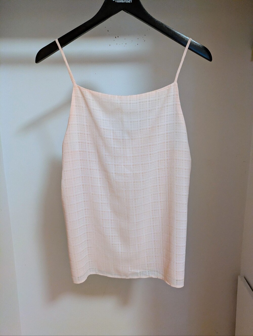 NWT LOFT outlet light pink windowpane textured spaghetti strap cami tank top siz